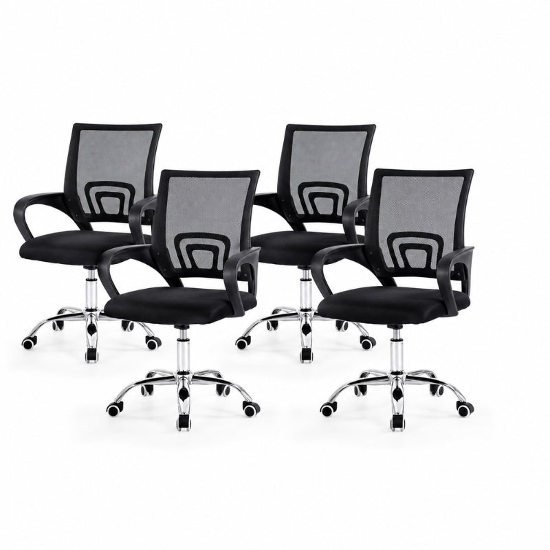 Pack de 4 chaises de bureau ergonomiques ErgoEco noires avec dossier respirant et assise confortable pour entreprises et bureaux au Maroc