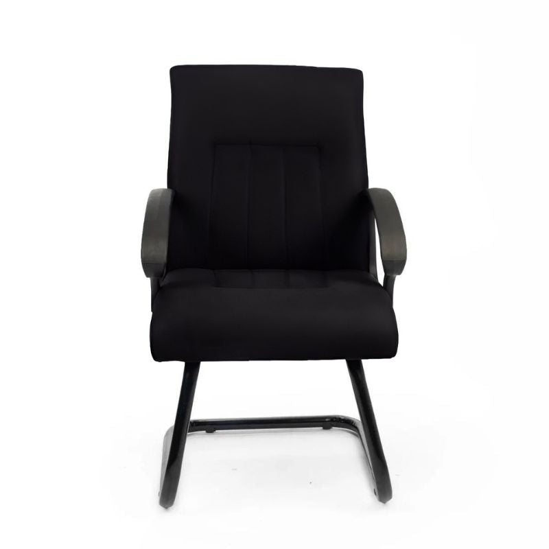 Chaise visiteur noire tissu avec dossier matelassé – Mobilier de bureau Maroc