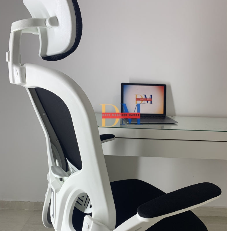 Chaise de bureau ergonomique ErgoRelax noire avec accoudoirs réglables et design moderne – Maroc