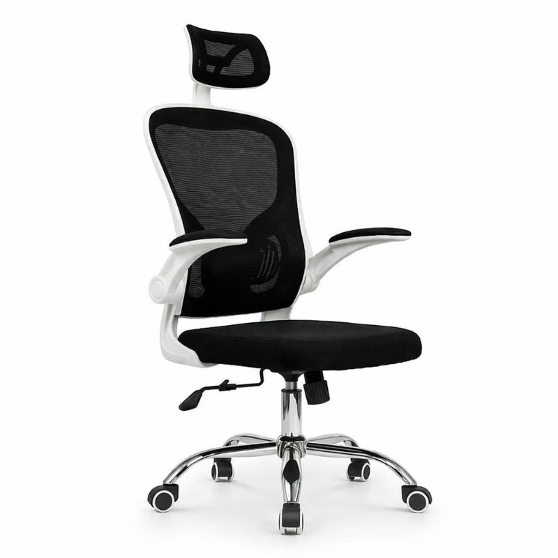 Chaise ergonomique de bureau ErgoRelax blanc avec support lombaire et appui tête