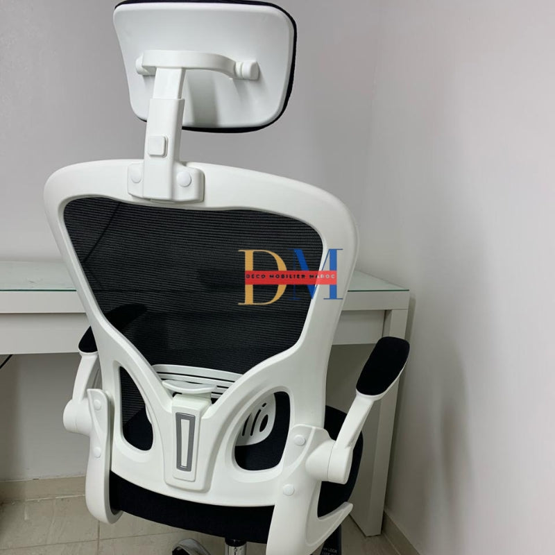 Vue arrière de la chaise ergonomique ErgoRelax avec dossier mesh respirant et support lombaire – Maroc
